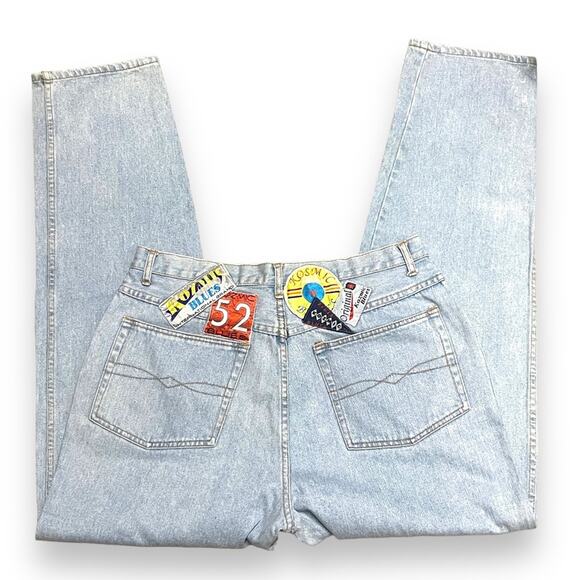 VINTAGE Kozmic Blues‎ Kosmic High Waisted Straight Leg Acid Wash Jeans 36 Long - Picture 4 of 4
